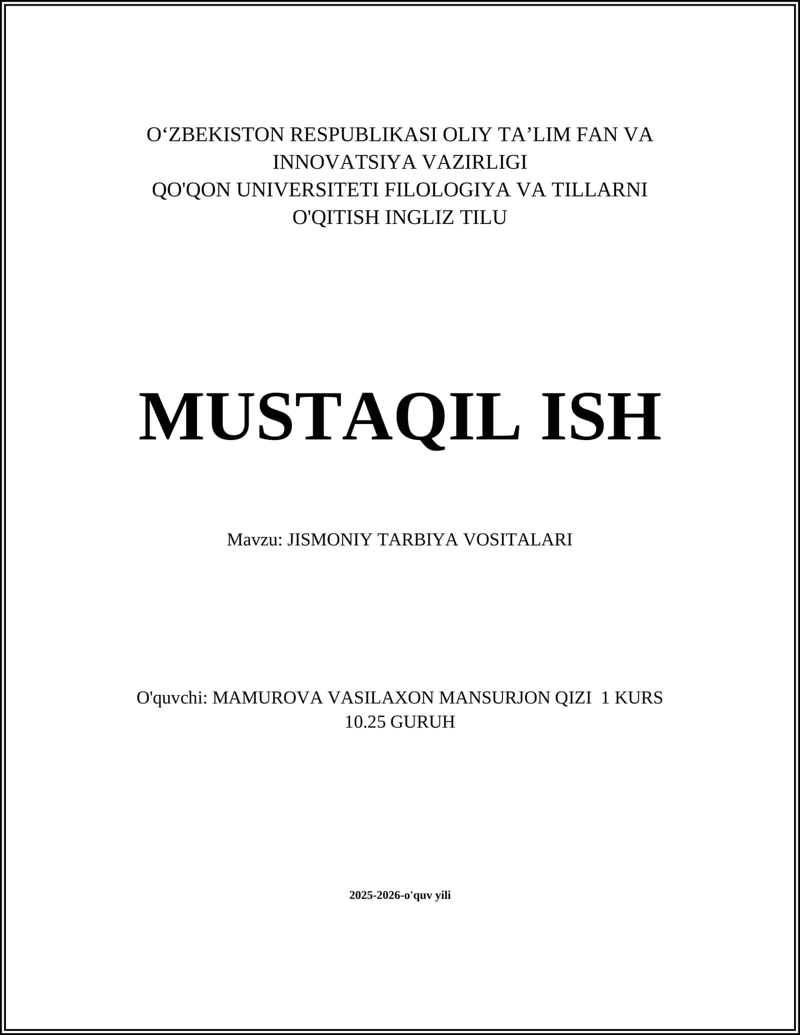 JISMONIY TARBIYA VOSITALARI