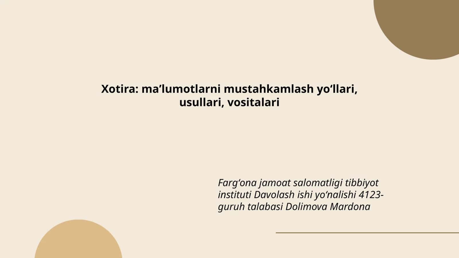 Xotira: maʼlumotlarni mustahkamlash yoʻllari, usullari, vositalari