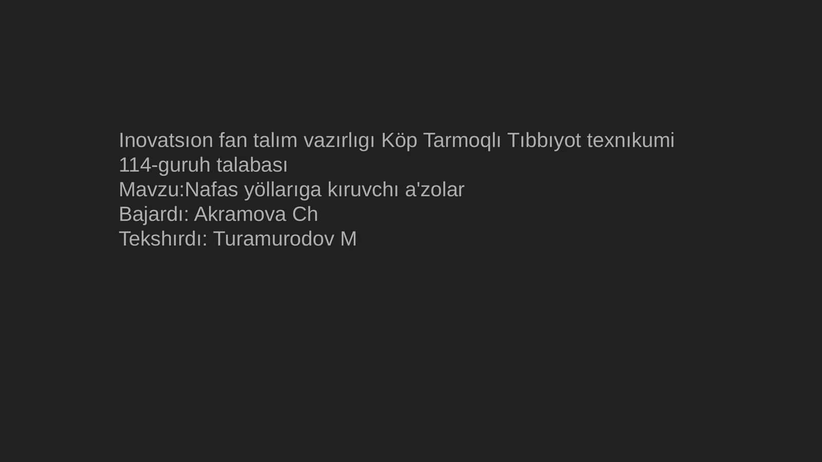 Nafas yöllarıga kıruvchı a'zolar