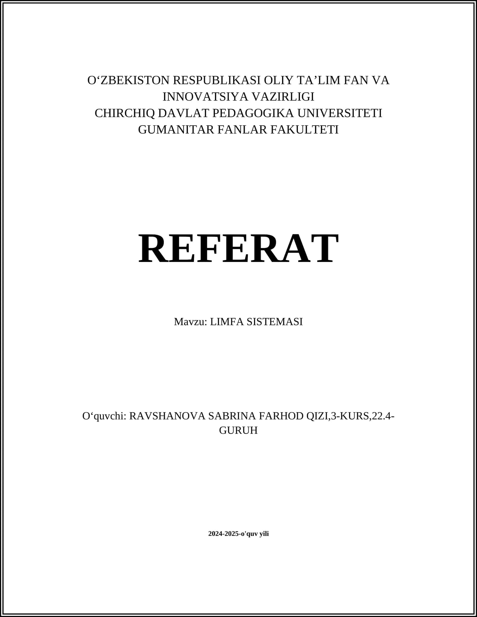 LIMFA SISTEMASI
