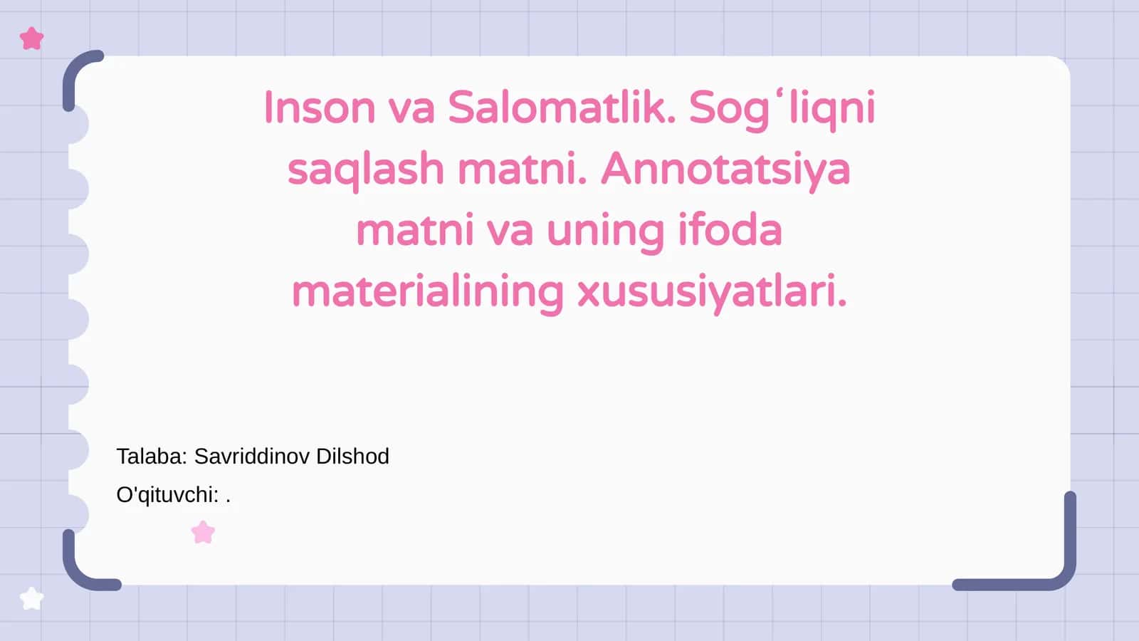Inson va Salomatlik