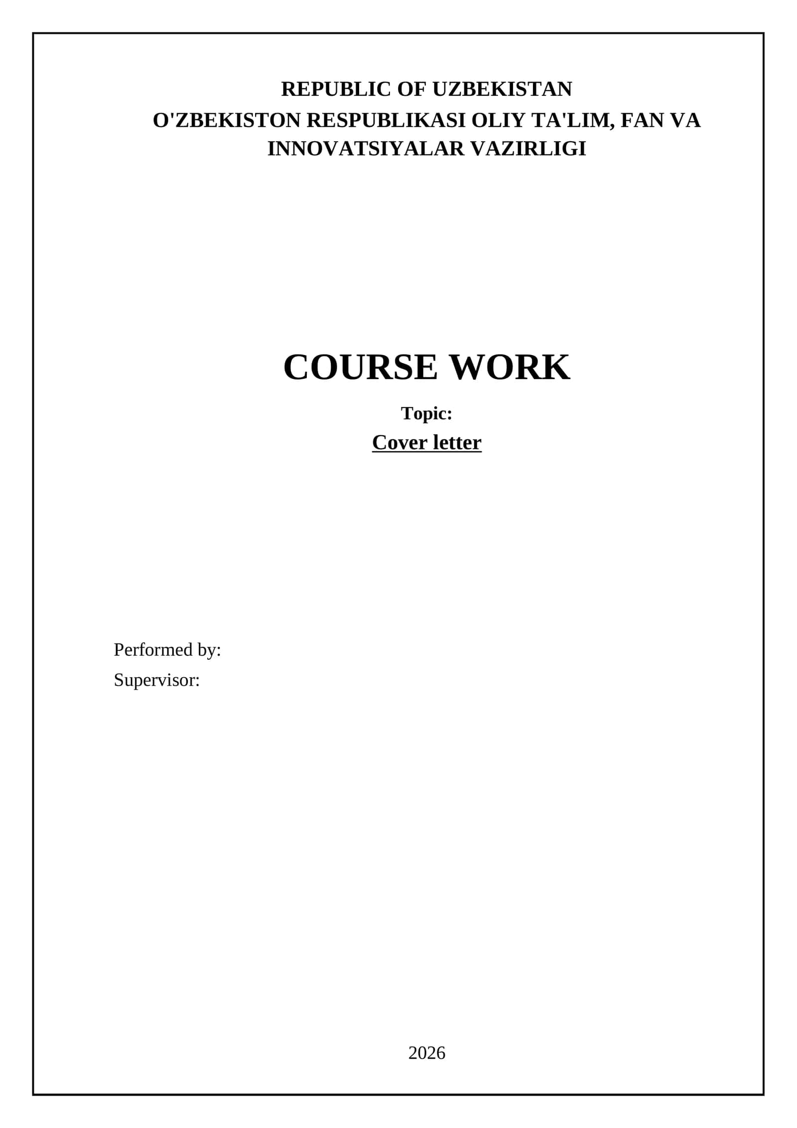 Cover letter course