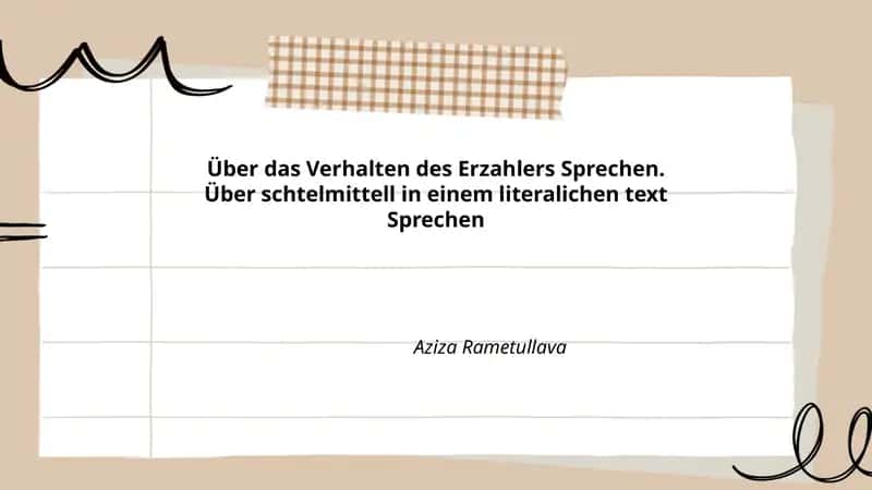 Über das Verhalten des Erzahlers Sprechen