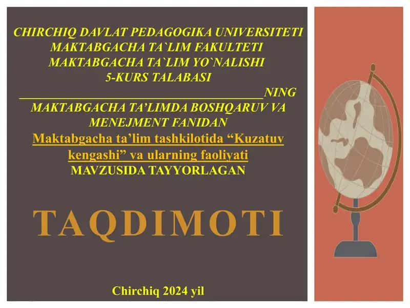 Maktabgacha Ta'limda Boshqaruv va Menejment