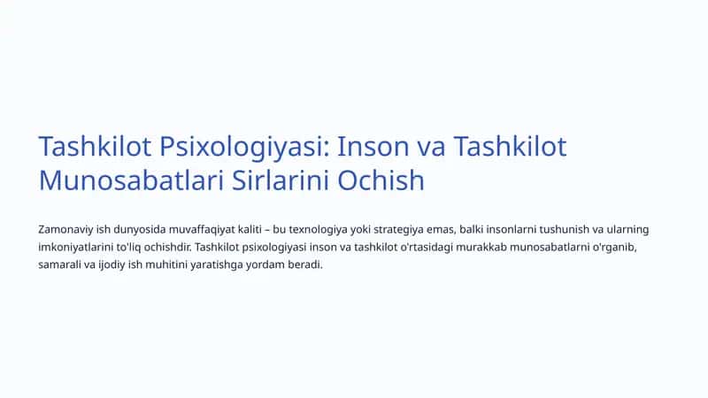 Tashkilot Psixologiyasi