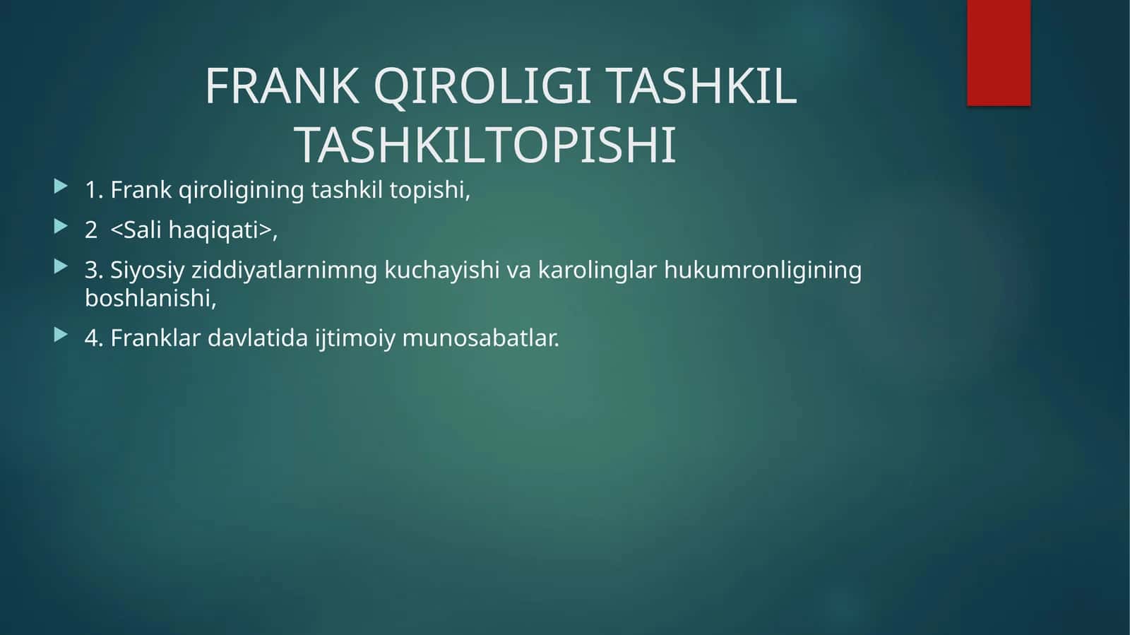 FRANK QIROLIGI TASHKILTASHKILTOPISHI