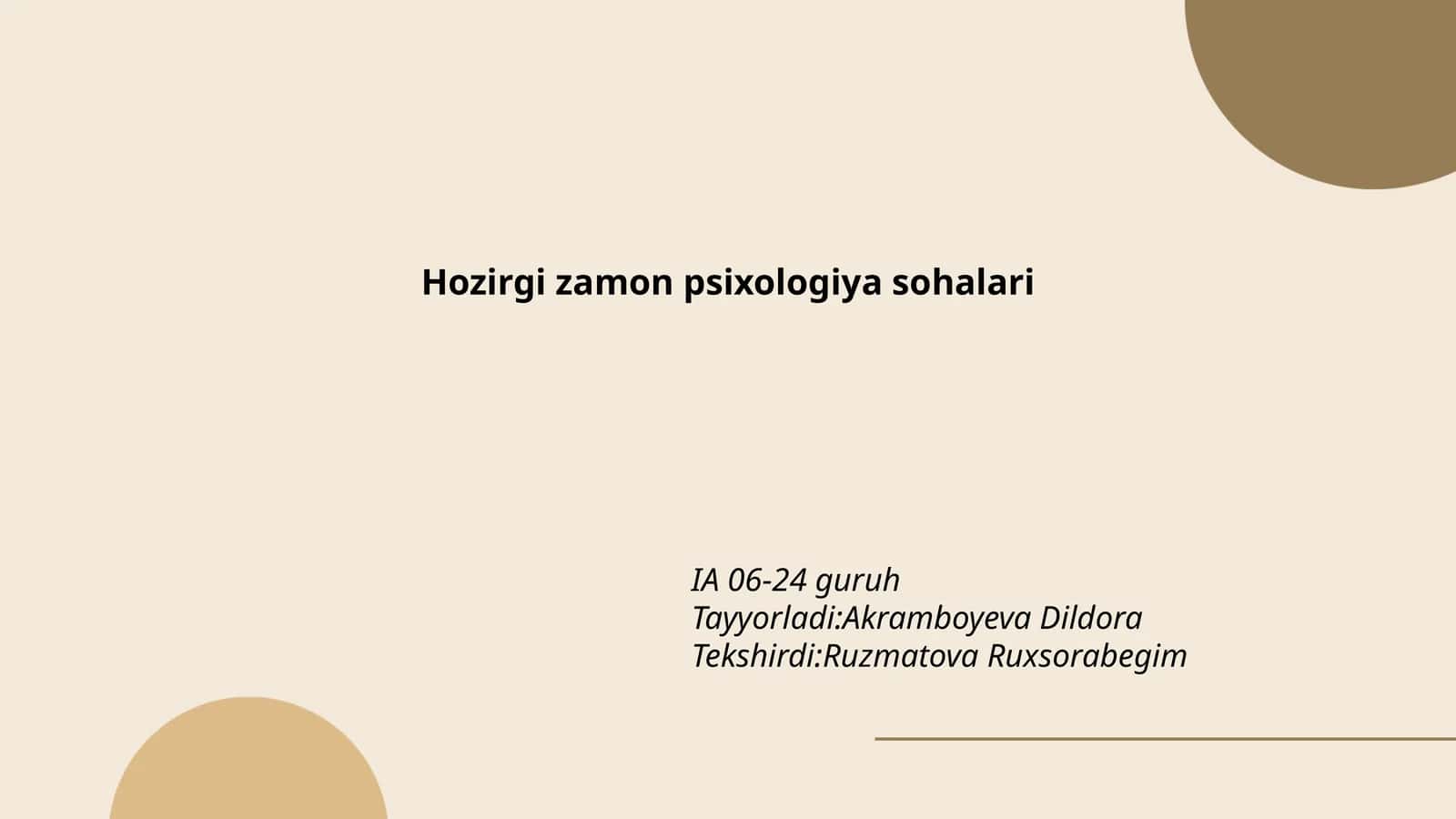 Hozirgi zamon psixologiya sohalari