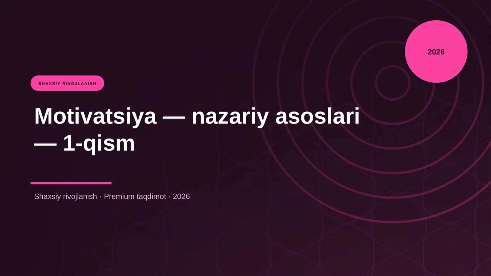 Motivatsiya — nazariy asoslari — 1-qism