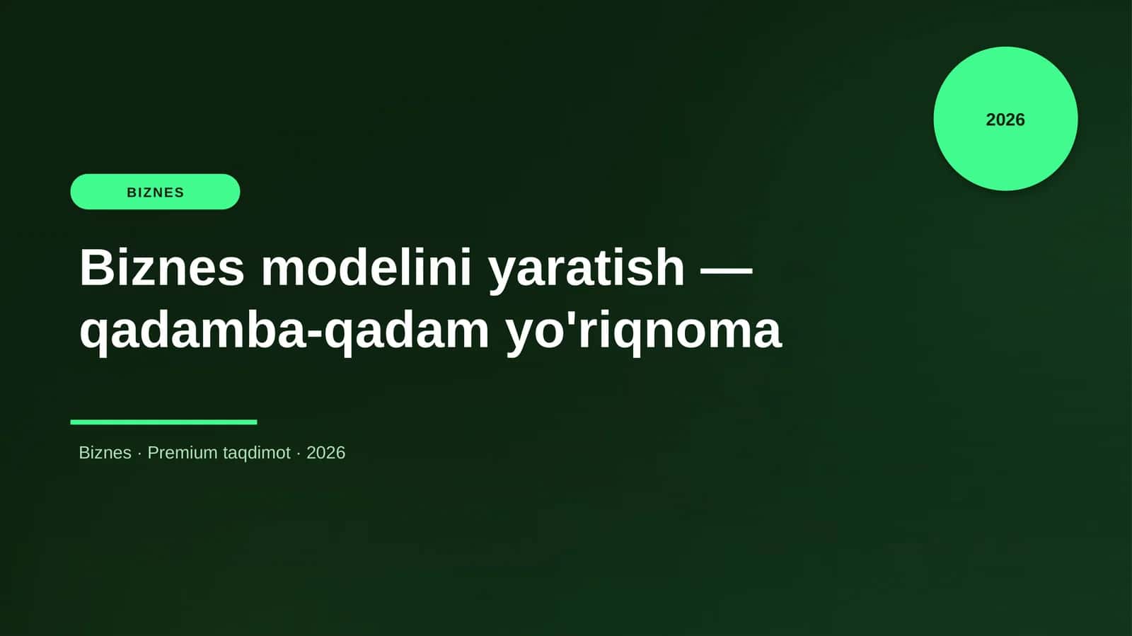 Biznes modelini yaratish — qadamba-qadam yo'riqnoma