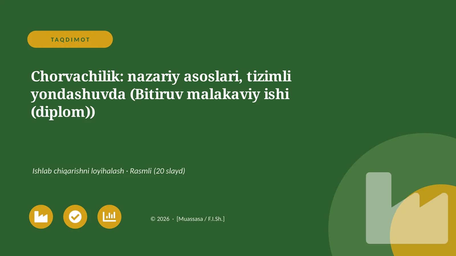 Chorvachilik: nazariy asoslari, tizimli yondashuvda (Bitiruv malakaviy ishi (diplom))
