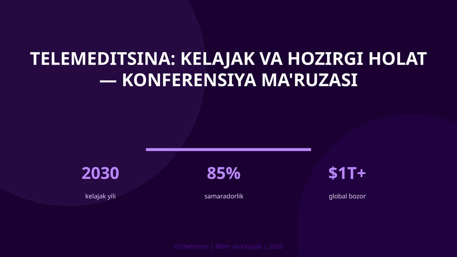 Telemeditsina: kelajak va hozirgi holat — konferensiya ma'ruzasi