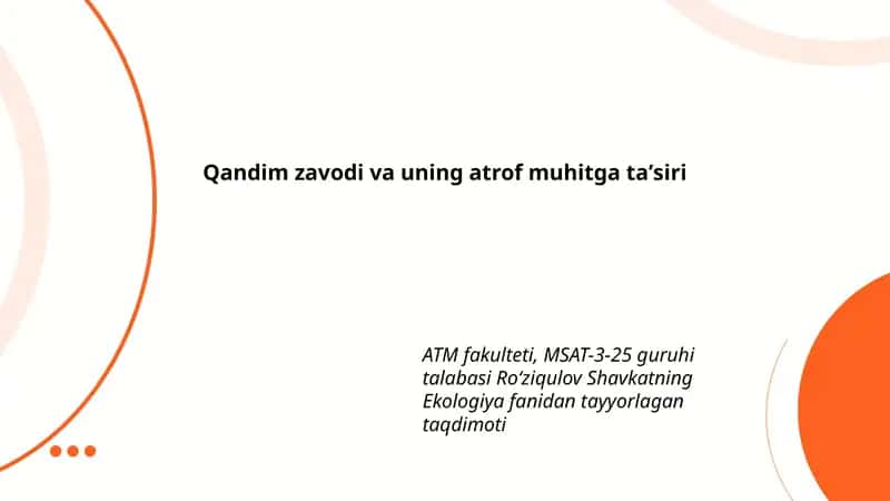 Qandim zavodi va uning atrof muhitga taʼsiri