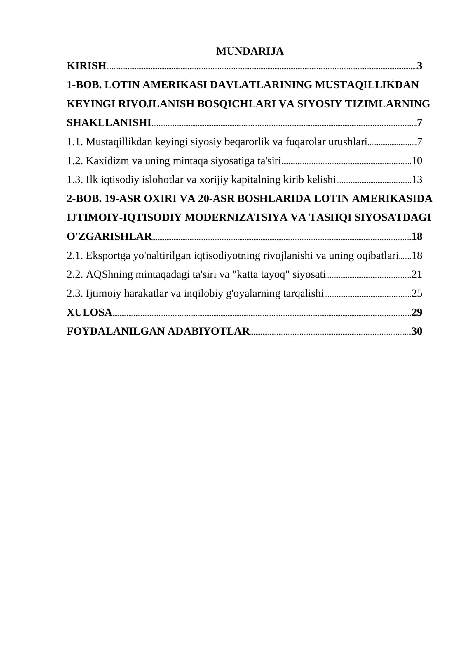 LOTIN AMERIKASI DAVLATLARINING MUSTAQILLIKDAN KEYINGI RIVOJLANISH BOSQICHLARI VA SIYOSIY TIZIMLARNING SHAKLLANISHI