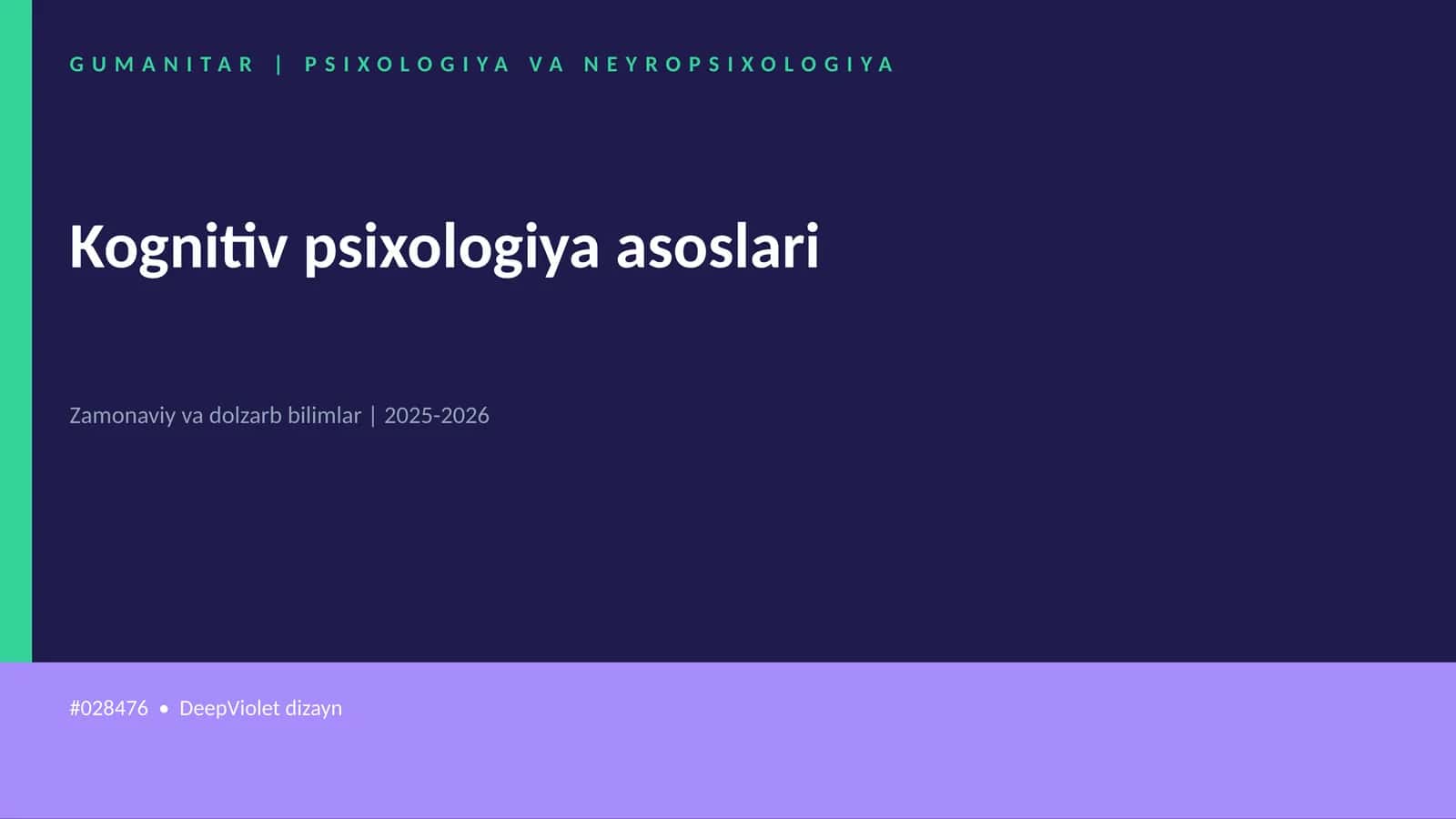 Kognitiv psixologiya asoslari