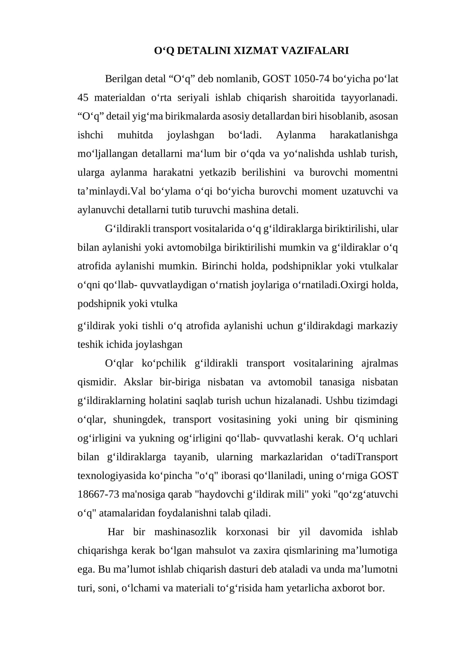 Oβq Detalini Xizmat Vazifalari