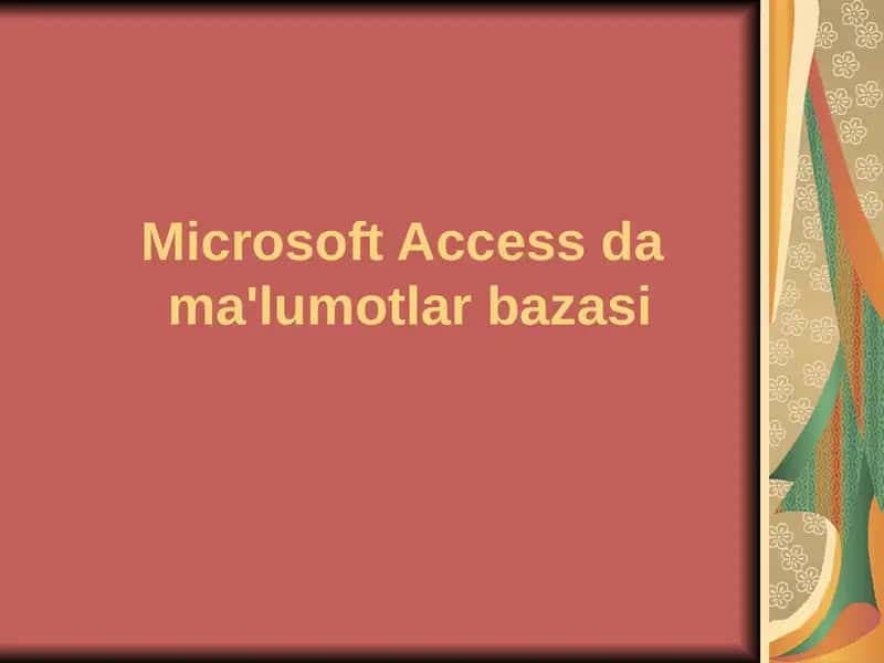 Microsoft Access dama'lumotlar bazasi