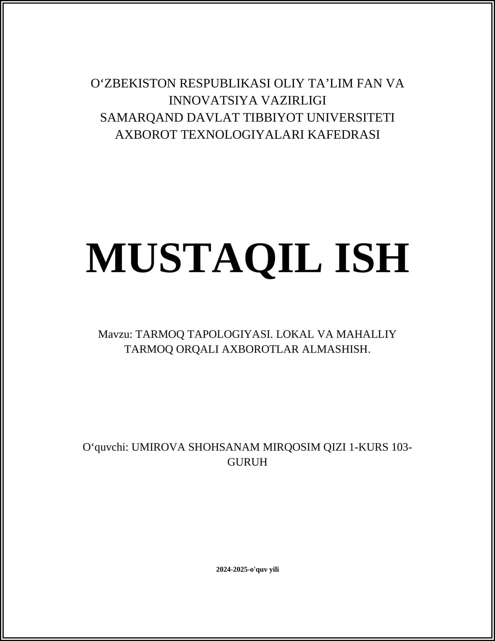 TARMOQ TAPOLOGIYASI