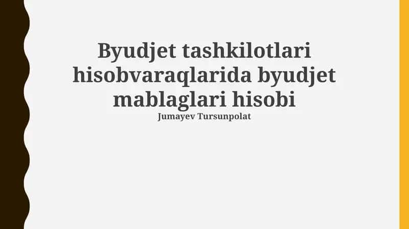 Бюджет маблағларининг ҳисобини юритиш тартиби