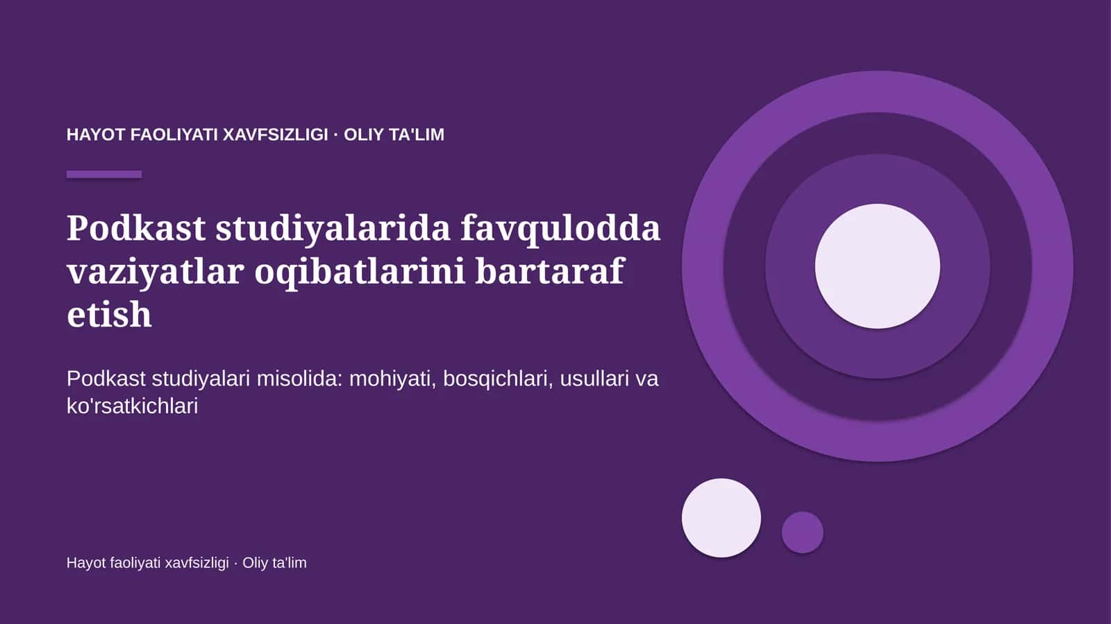 Podkast studiyalarida favqulodda vaziyatlar oqibatlarini bartaraf etish