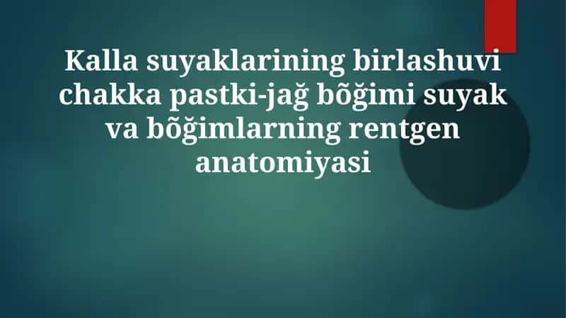 Temporomandibular Bo'g'imning Rentgen Anatomiyasi