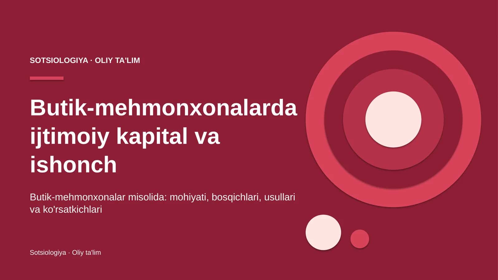 Butik-mehmonxonalarda ijtimoiy kapital va ishonch