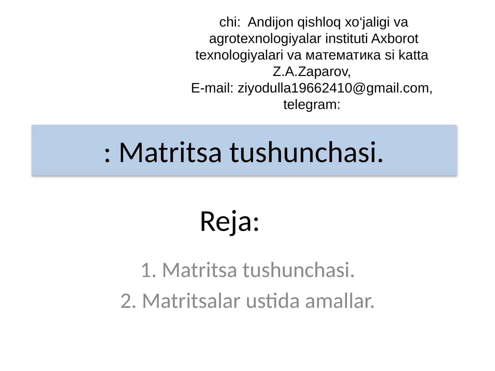 Matritsa tushunchasi