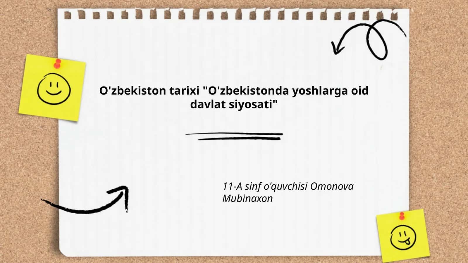 O'zbekiston tarixi "O'zbekistonda yoshlarga oid davlat siyosati"