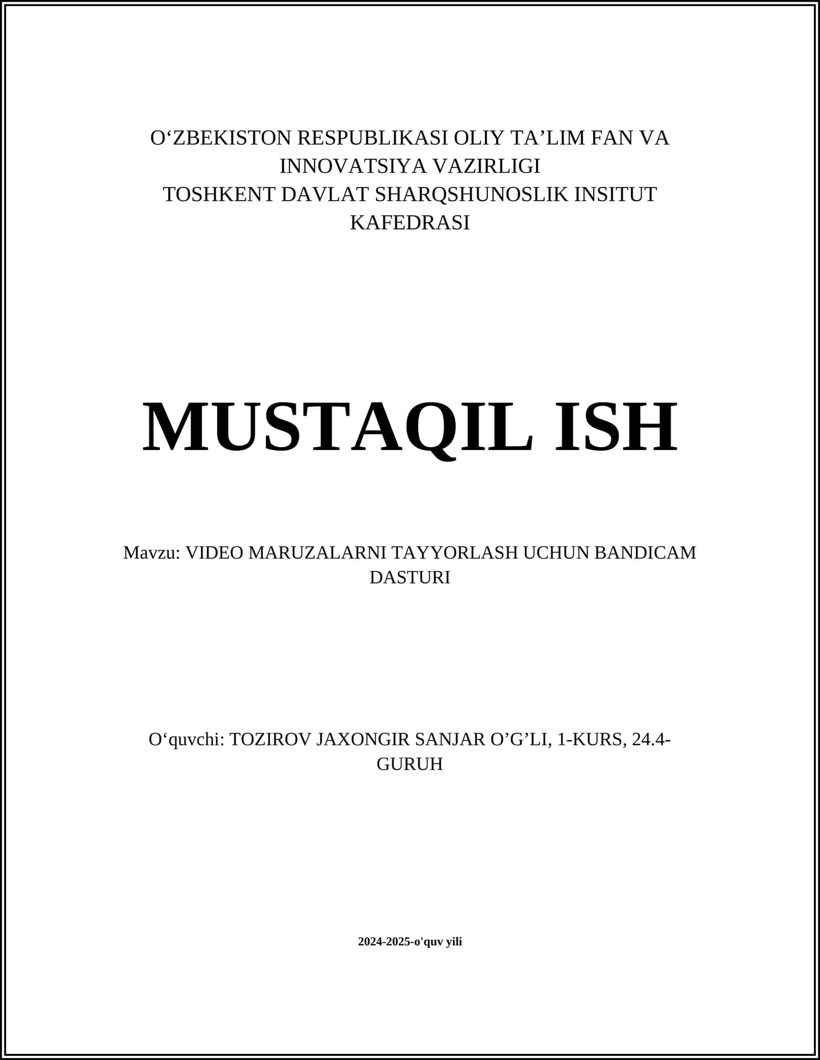 Bandicam Dasturi