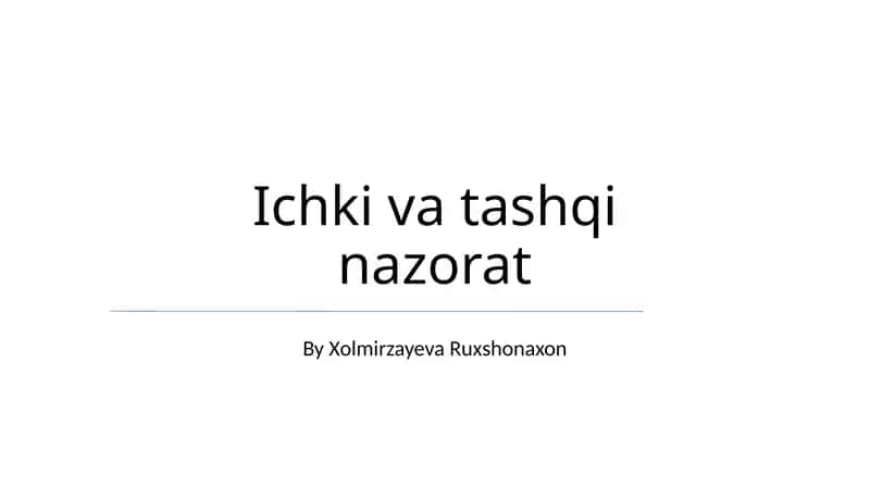 Ichki va tashqi nazorat