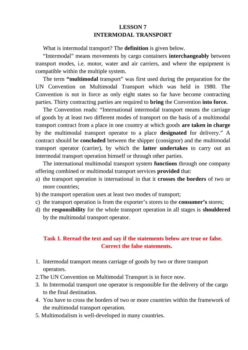 INTERMODAL TRANSPORT