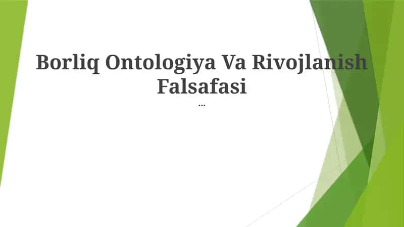 Borliq Ontologiya Va Rivojlanish Falsafasi