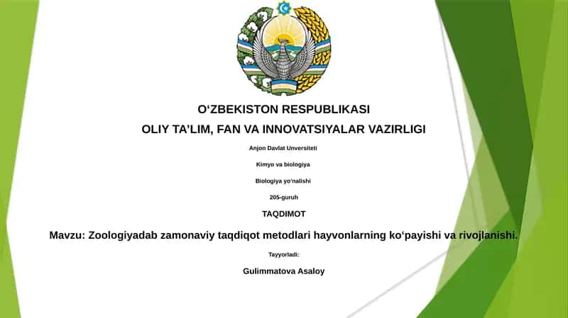 Zoologiyadab zamonaviy taqdiqot metodlari hayvonlarning ko‘payishi va rivojlanishi