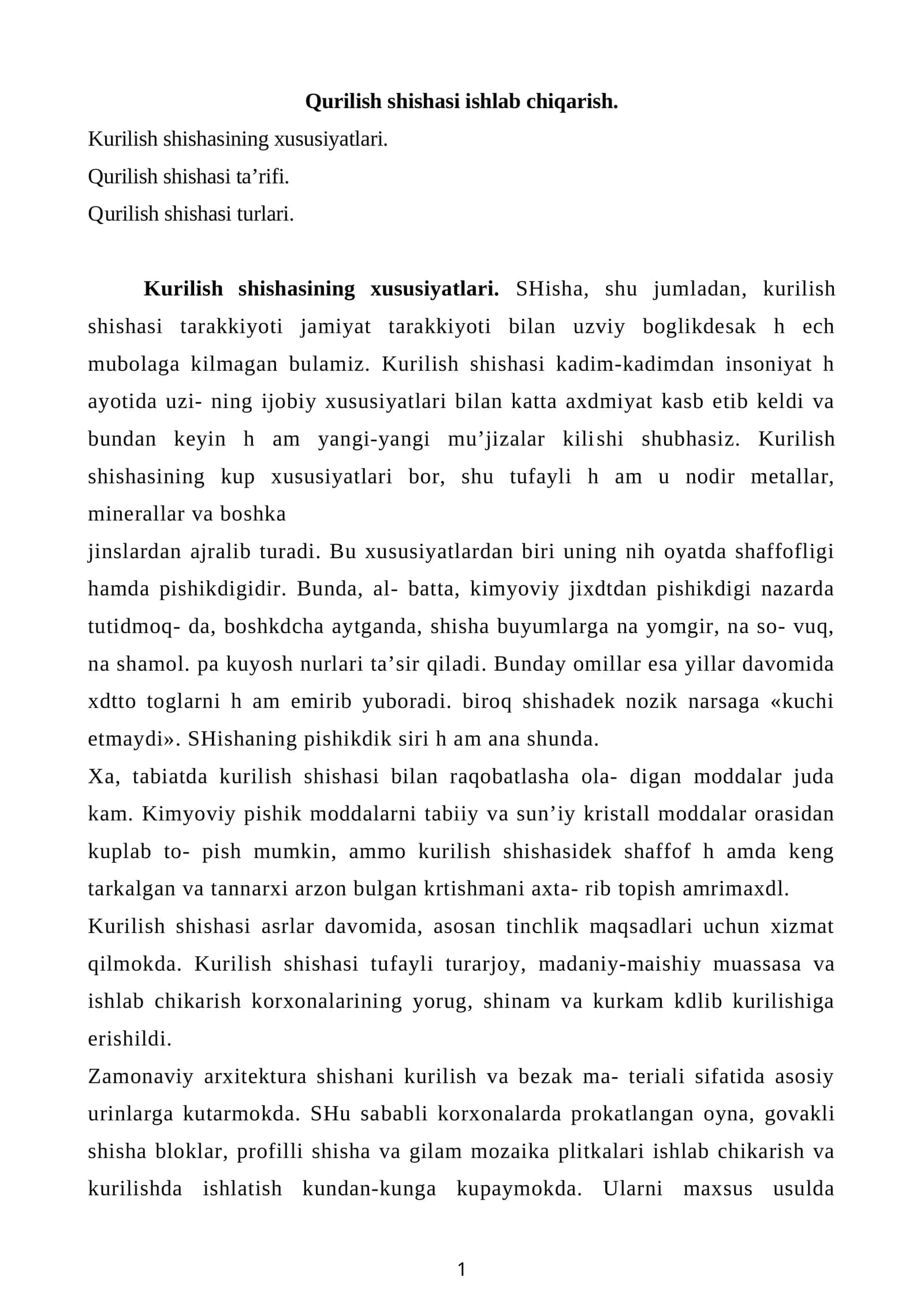 Qurilish shishasi
