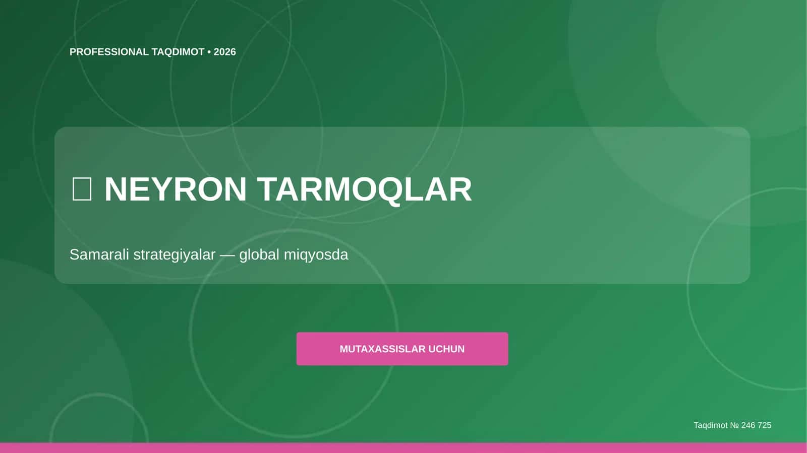 Neyron tarmoqlar: samarali strategiyalar (global miqyosda) [mutaxassislar uchun]