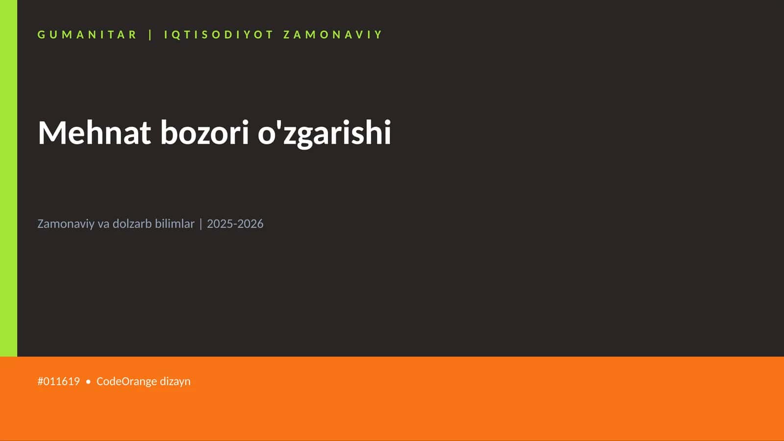 Mehnat bozori o'zgarishi