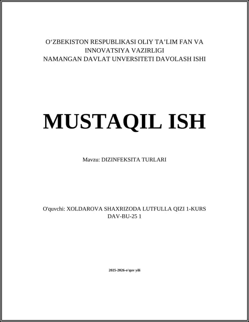 DIZINFEKSITA TURLARI