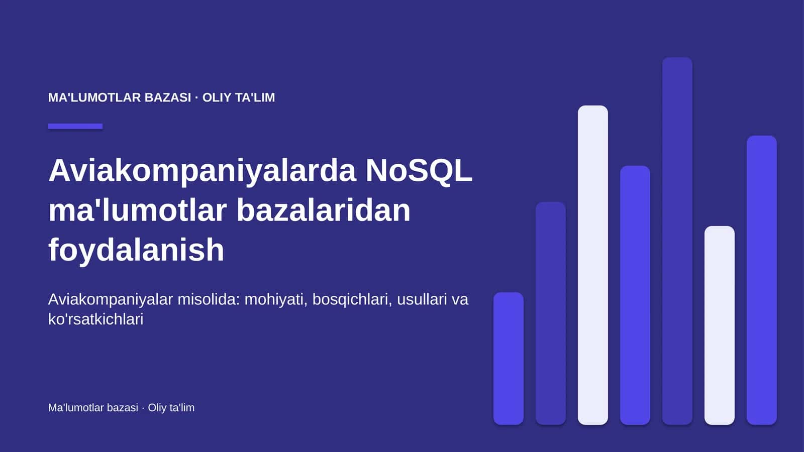 Aviakompaniyalarda NoSQL ma'lumotlar bazalaridan foydalanish