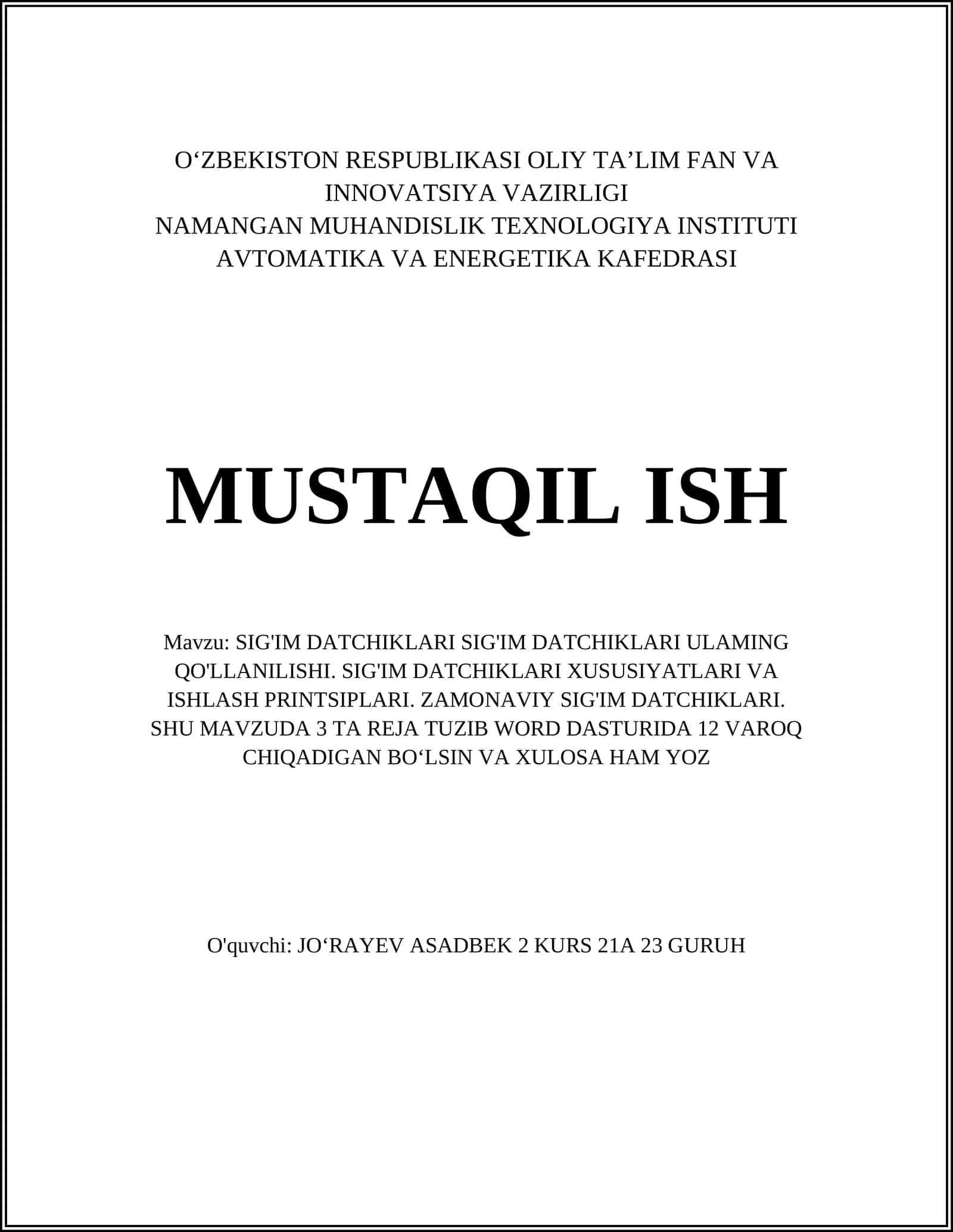 SIG'IM DATCHIKLARI