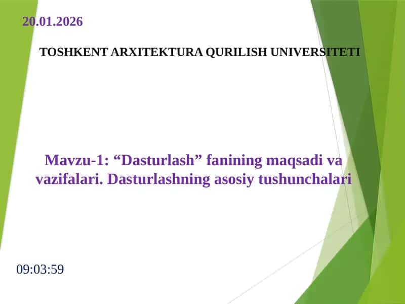 Dasturlashning maqsadi va vazifalari