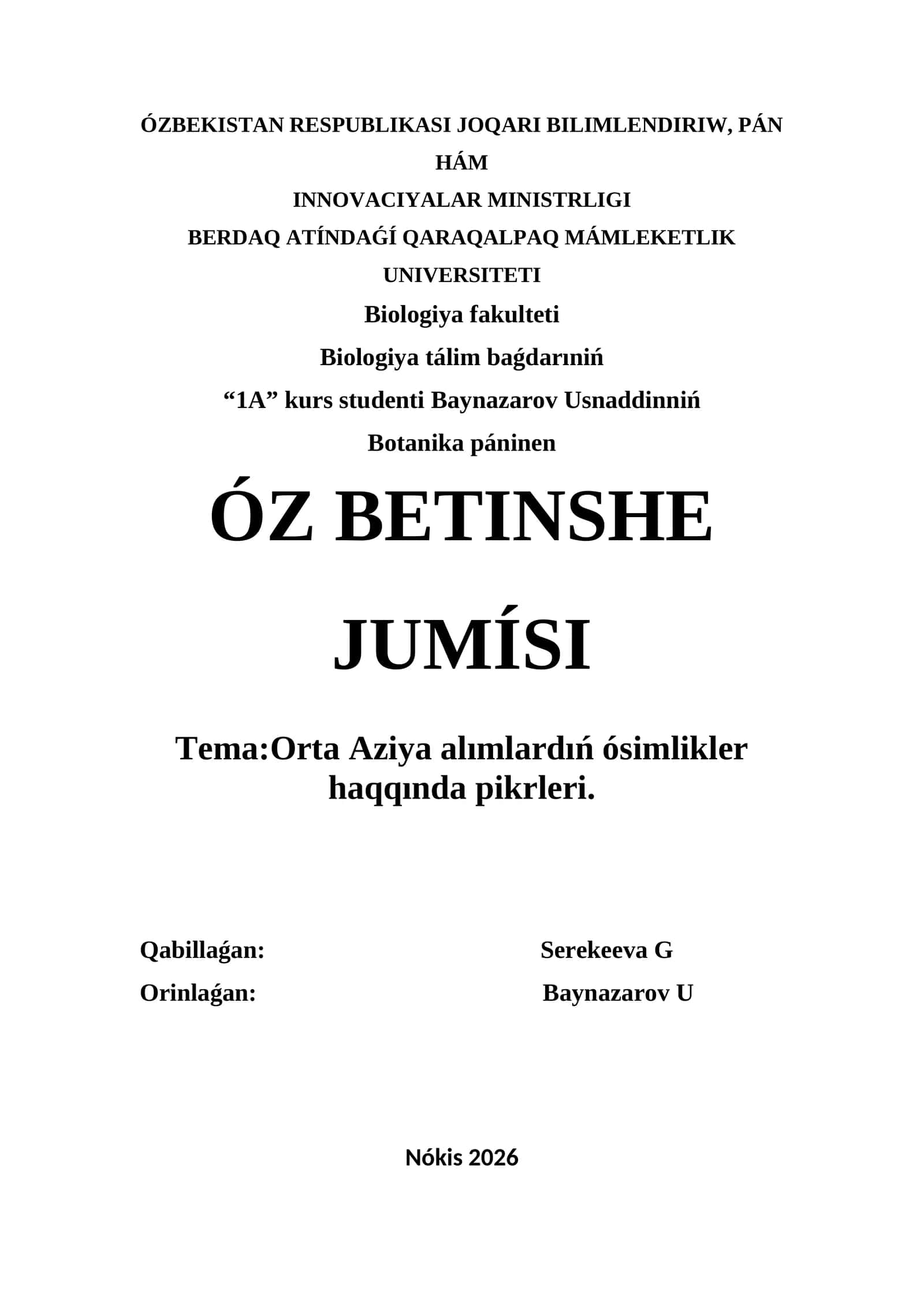 orta aziya alimlardin' o'simlikler haqqinda pikirleri