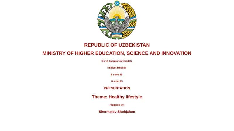Presentation on Healthy Lifestyle