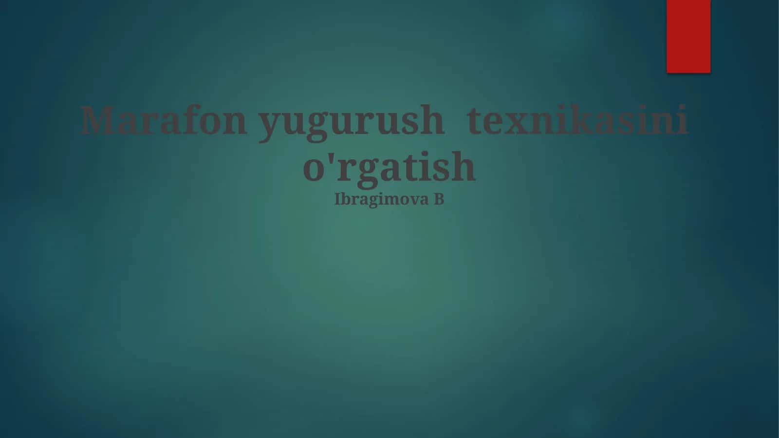 Marafon yugurush texnikasini o'rgatish
