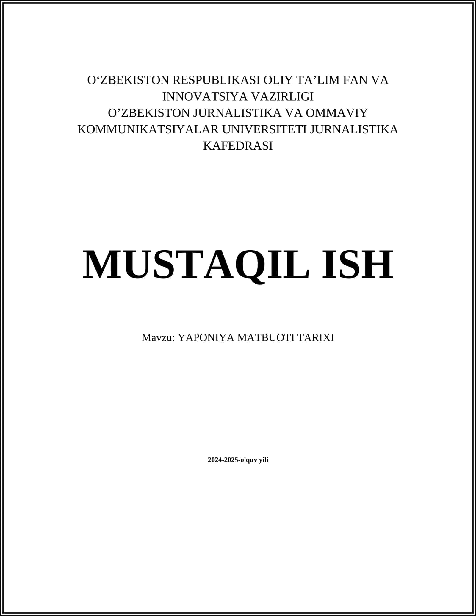 YAPONIYA MATBUOTI TARIXI
