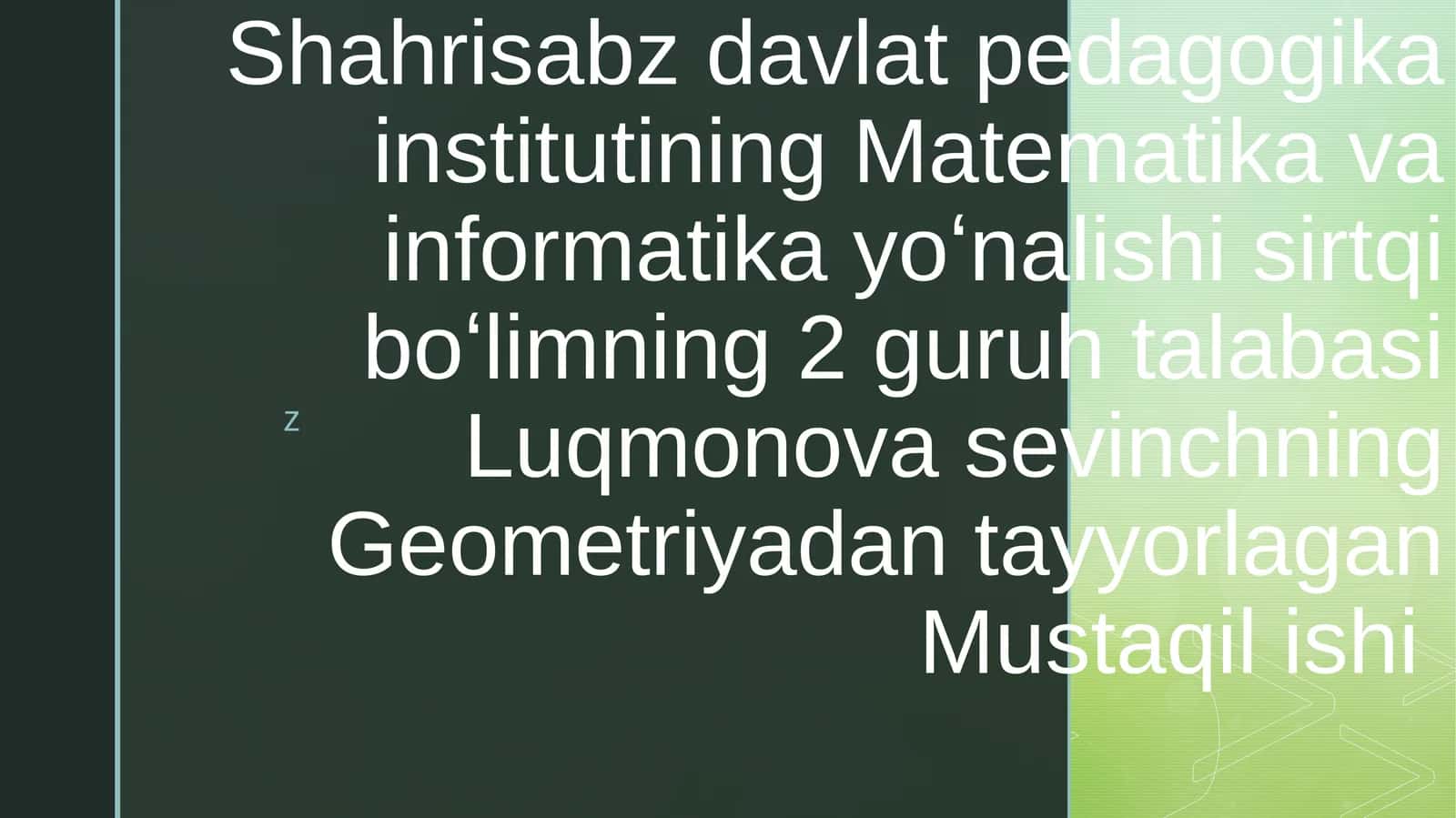 Geometriyadan tayyorlagan Mustaqil ishi