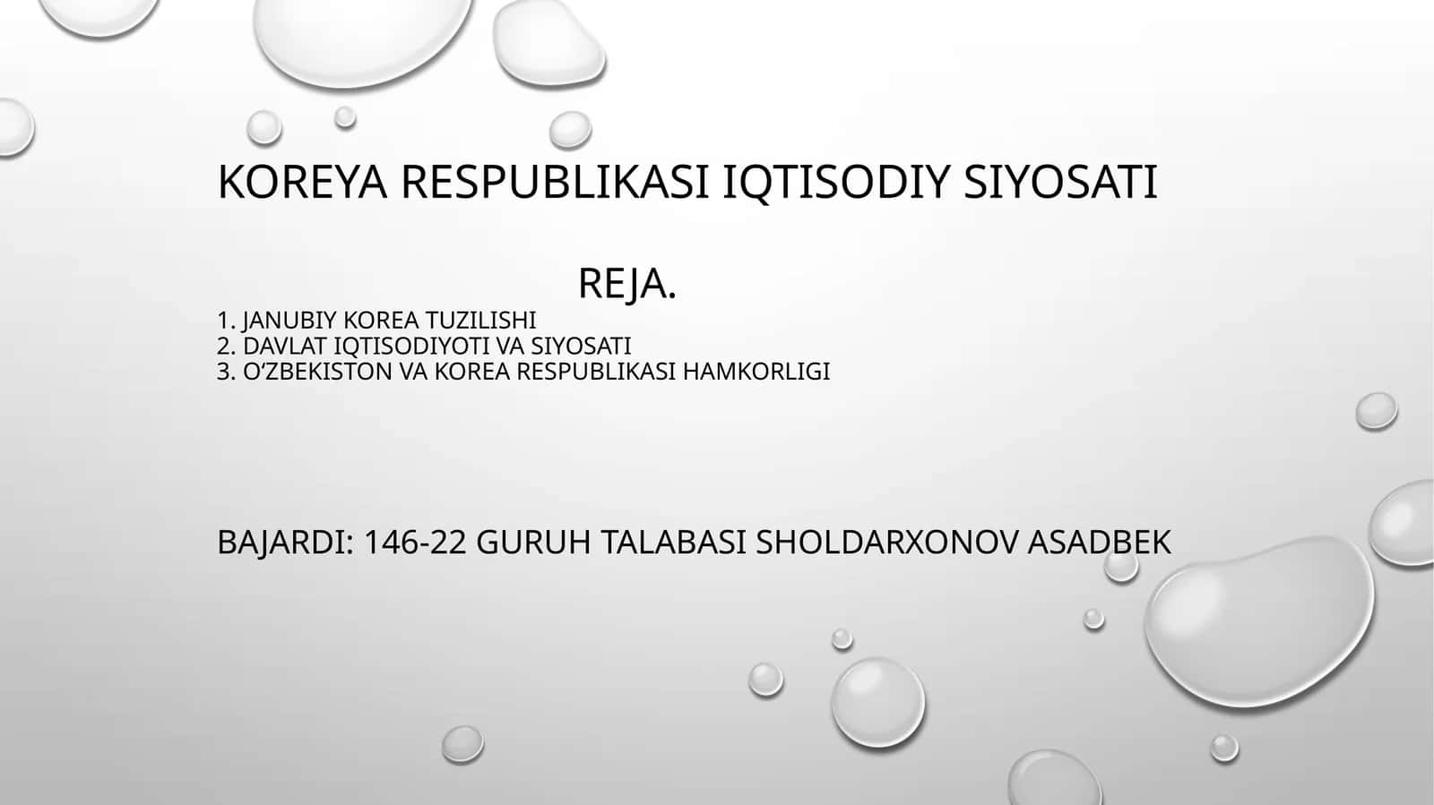 Koreya respublikasi iqtisodiy siyosati