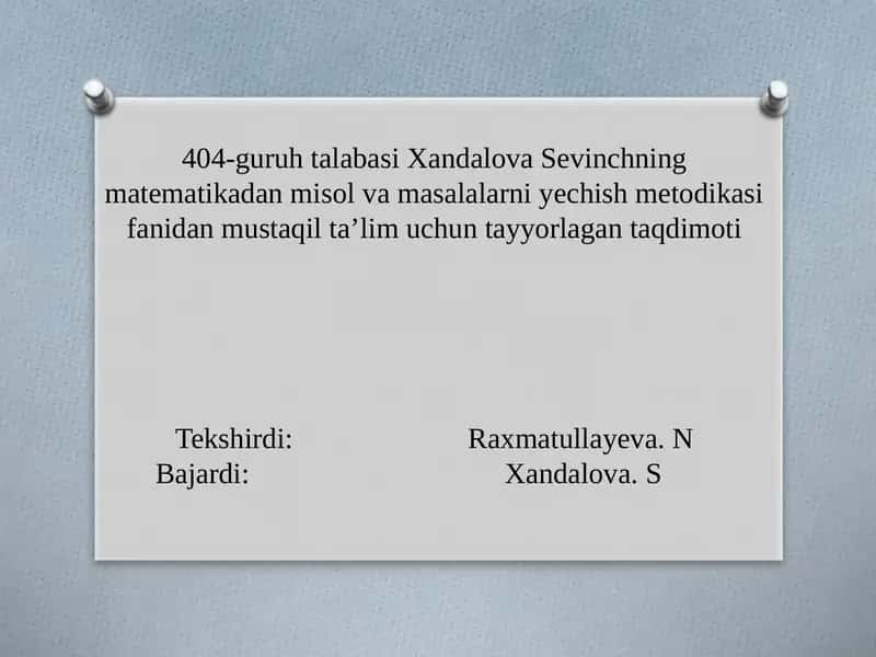 Matematikadan misollar