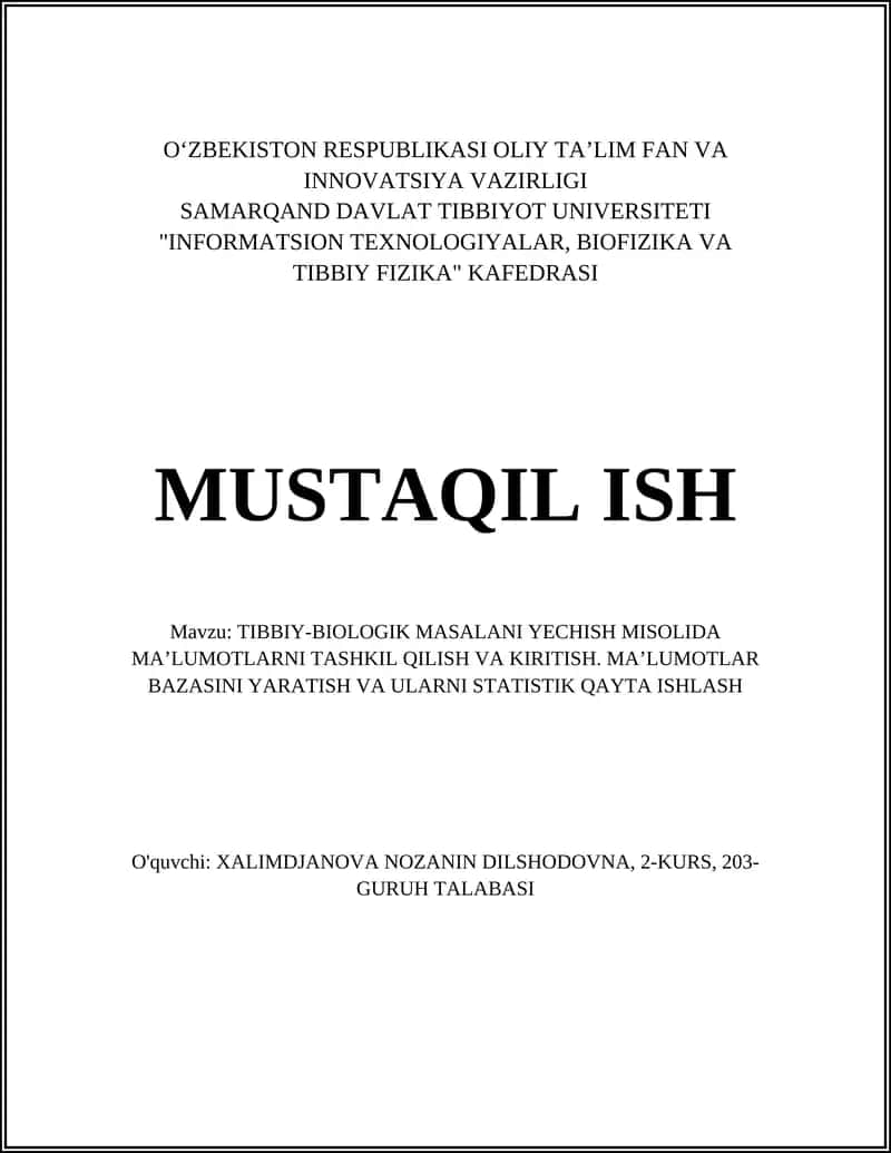Tibbiy-biologik tadqiqot uchun ma'lumotlar yig'ish usullari va protokollari