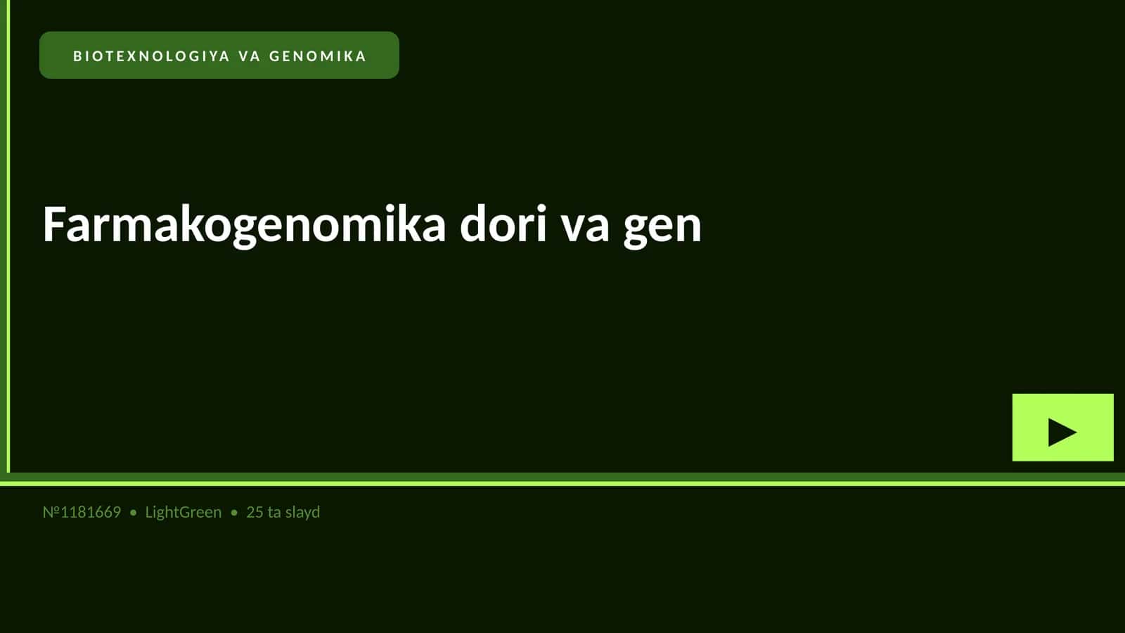 BIOTEXNOLOGIYA VA GENOMIKA