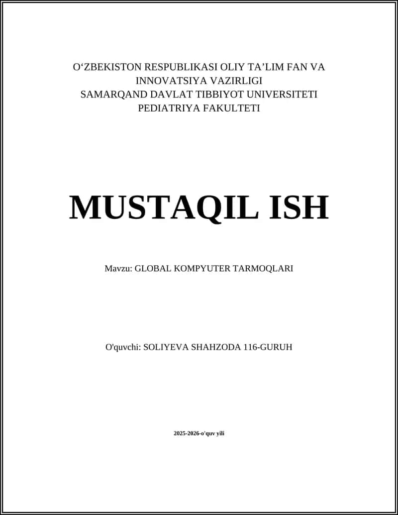 GLOBAL KOMPYUTER TARMOQLARI