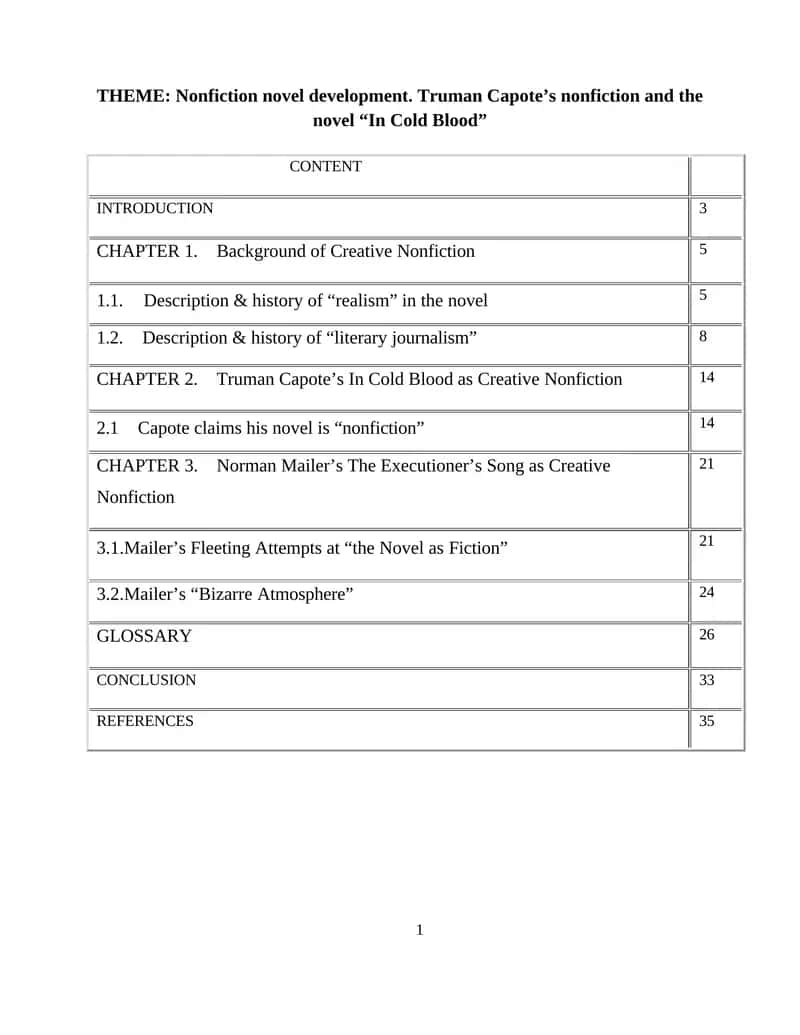 Nonfiction novel development. Truman Capote’s nonfiction and the novel “In Cold Blood”